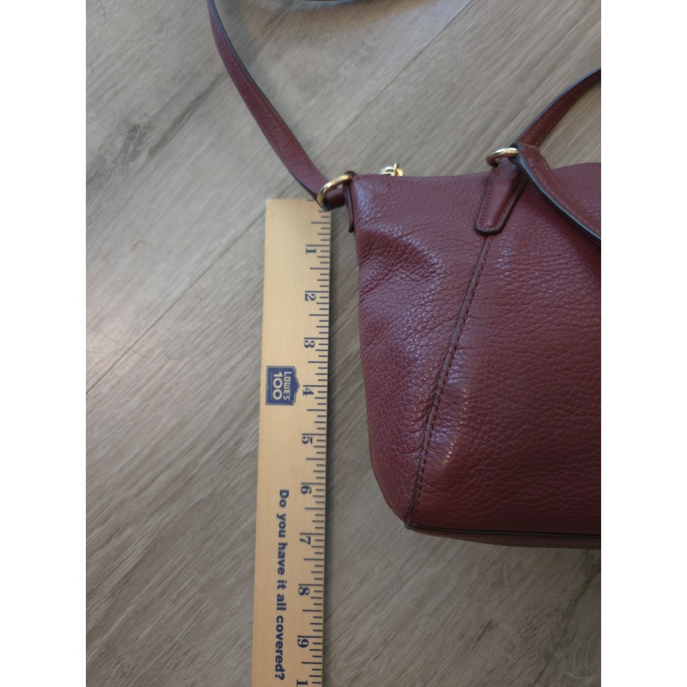 Coach Mini Kelsey Satchel Purse Small Burgundy Pebbled Leather Bag - Picture 5 of 16